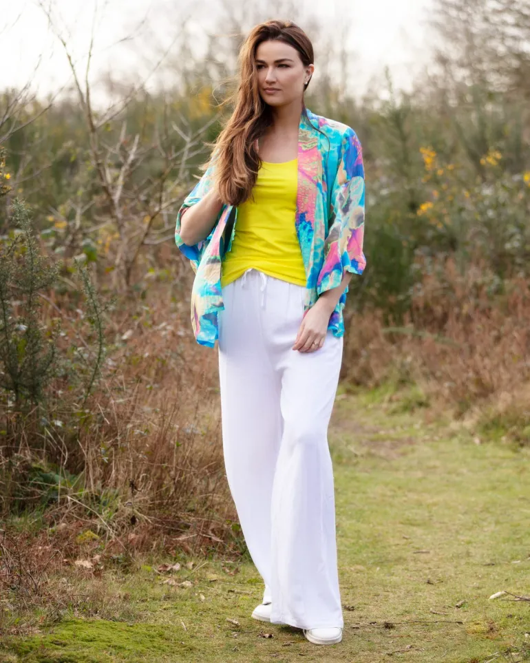 AQUA NEON LEAVES KIMONO