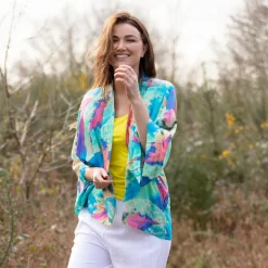 AQUA NEON LEAVES KIMONO