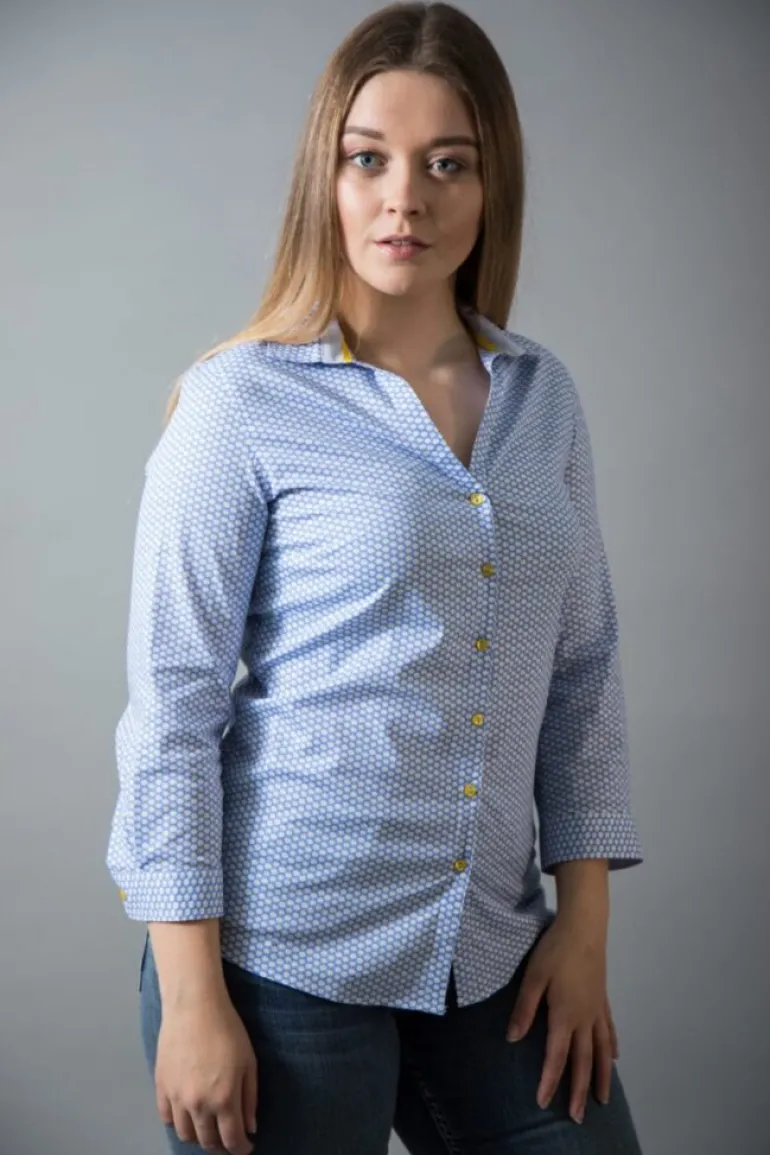 BARILOCHE LUARCA DAISY PRINT SHIRT BLUE