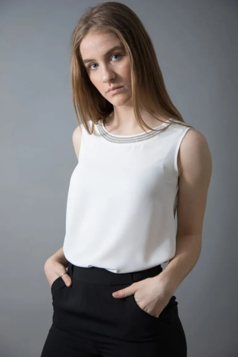 BARILOCHE MEDINA DIAMANTE COLLAR SLEEVELESS BLOUSE