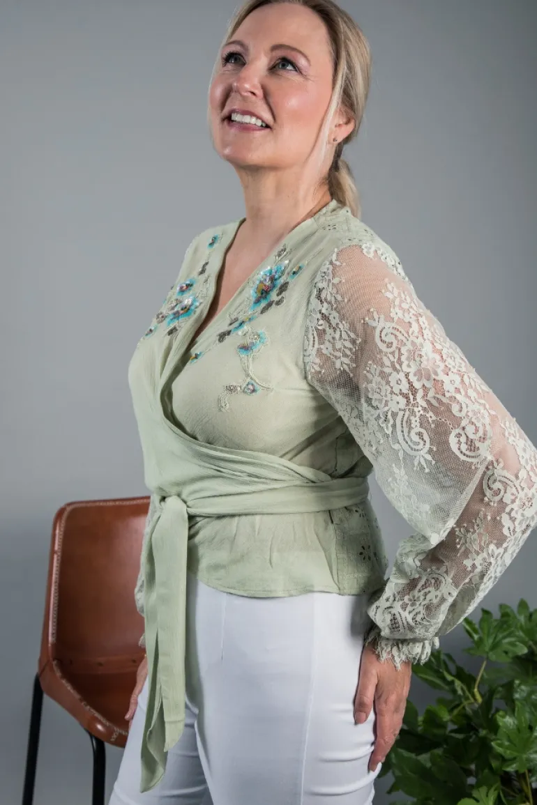 BL^NK EMMAN WRAP TOP SAGE