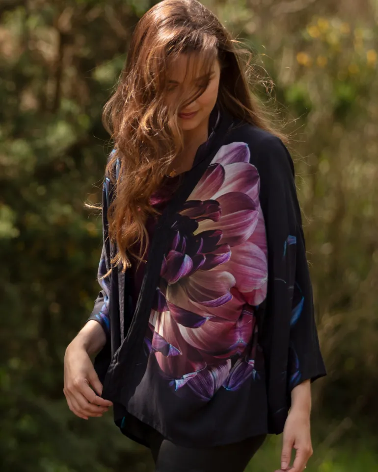 Deep As Dahlias Short Kimono