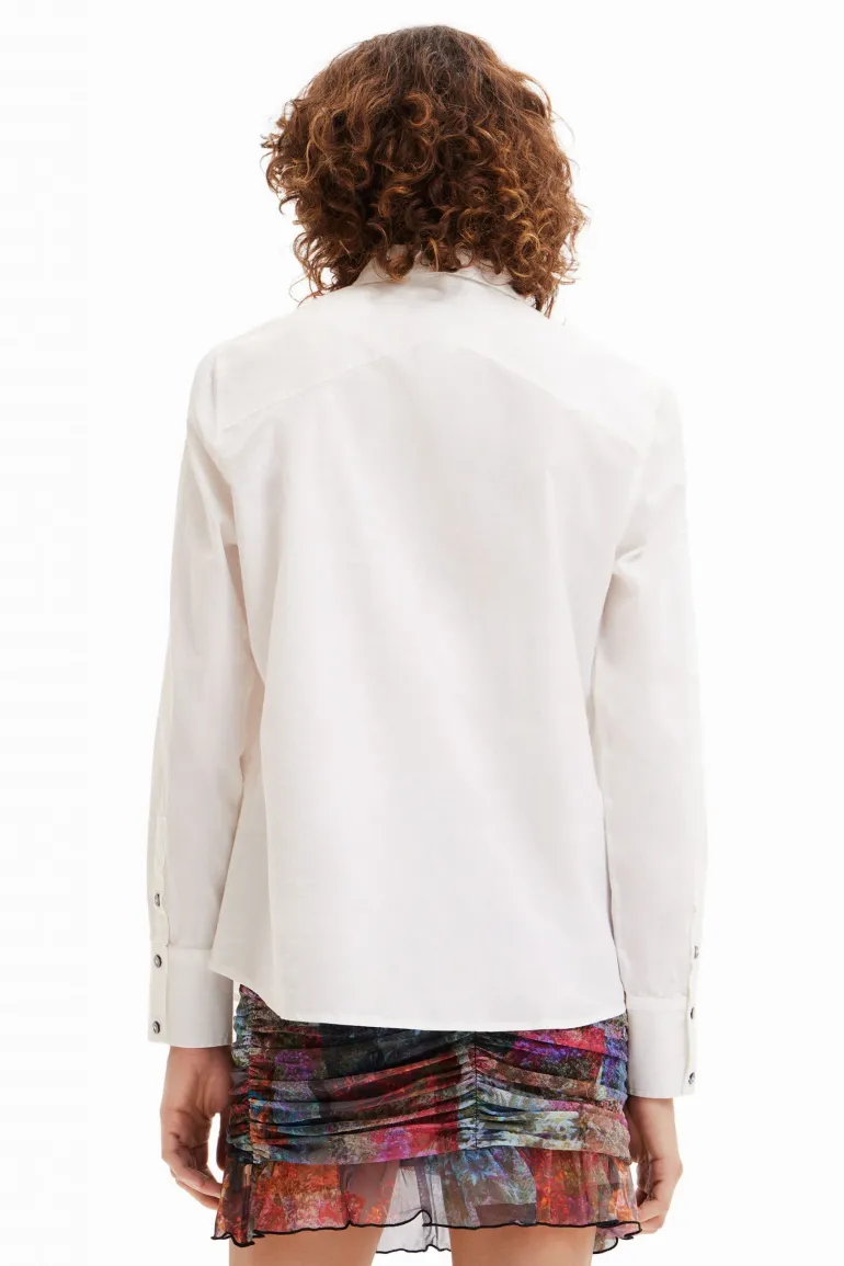 Desigual Embroidered Patch Shirt White