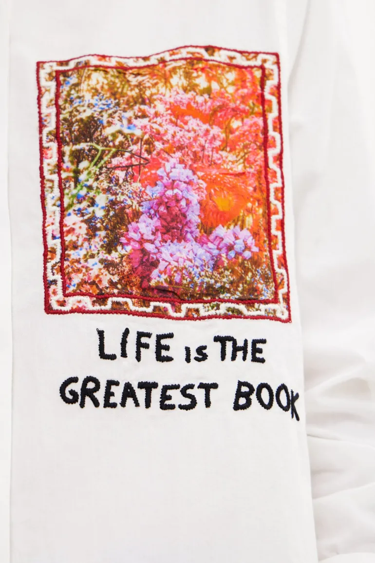 Desigual Embroidered Patch Shirt White