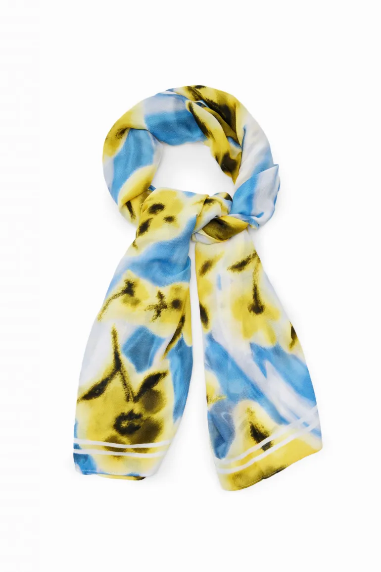 Desigual Floral Scarf Blue Water