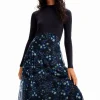 Desigual Lacroix Floral Midi Dress Navy