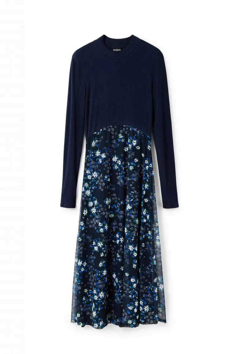 Desigual Lacroix Floral Midi Dress Navy