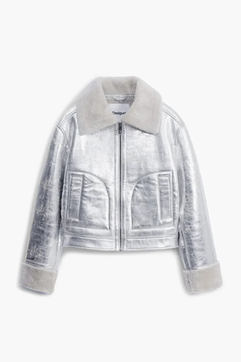 Desigual Londres Aviator Jacket Silver