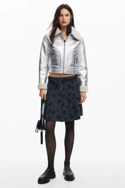 Desigual Londres Aviator Jacket Silver