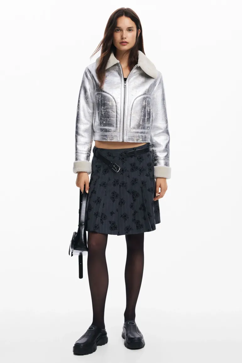 Desigual Londres Aviator Jacket Silver