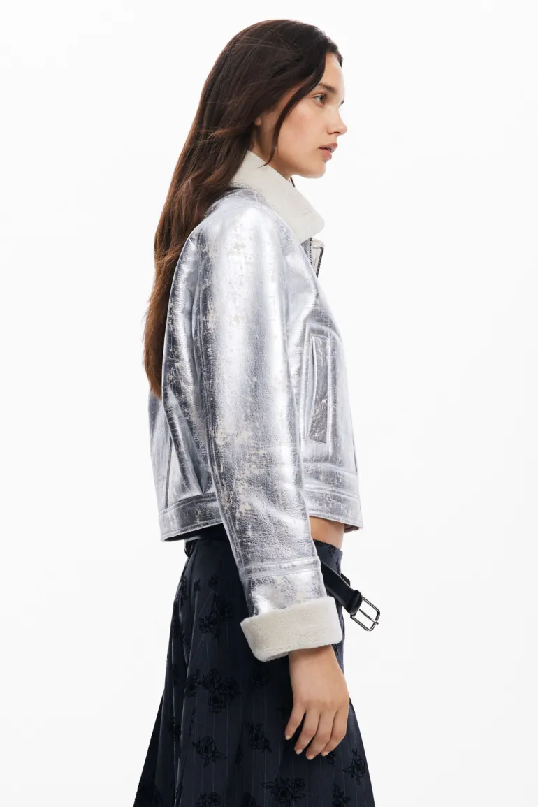 Desigual Londres Aviator Jacket Silver