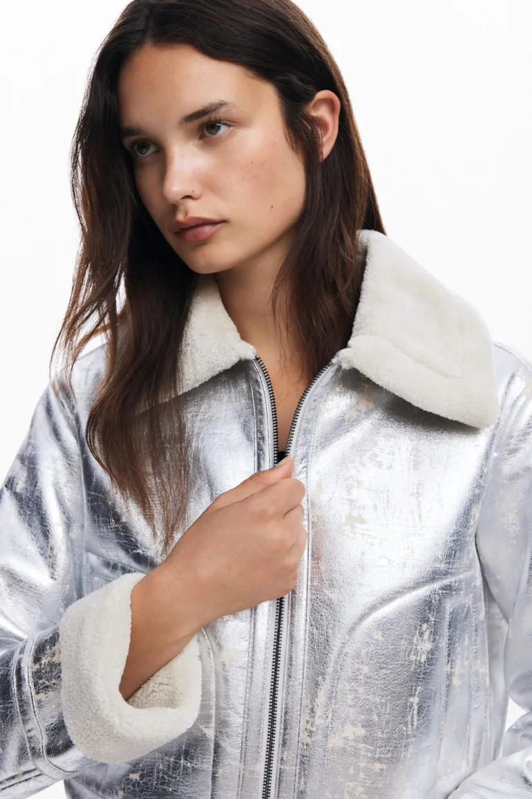 Desigual Londres Aviator Jacket Silver