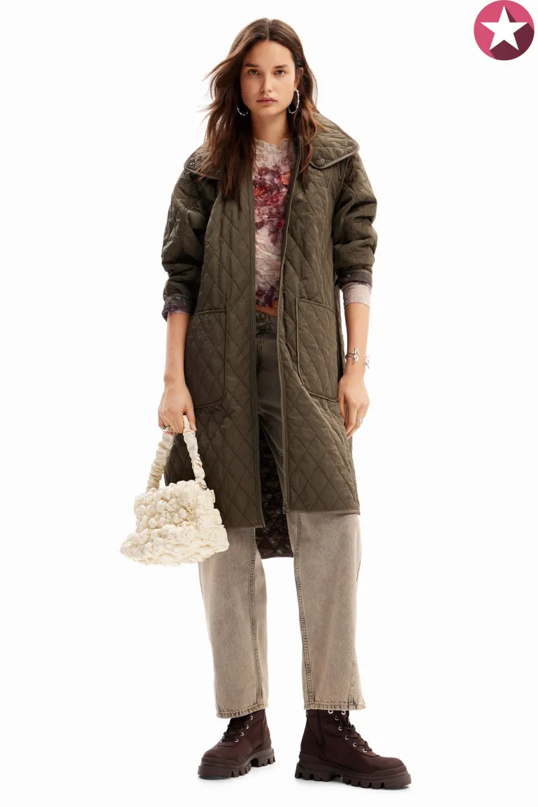 Desigual Padded Odense Long Jacket Khaki