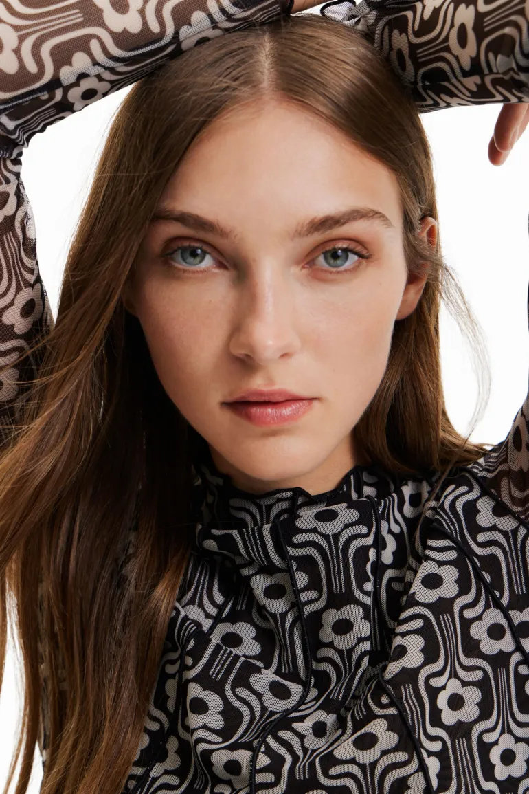 Desigual Retro Print Tulle Tee