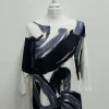 Elsewhere Brush Stroke Print Batwing Top