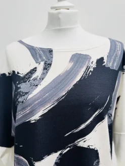 Elsewhere Brush Stroke Print Batwing Top