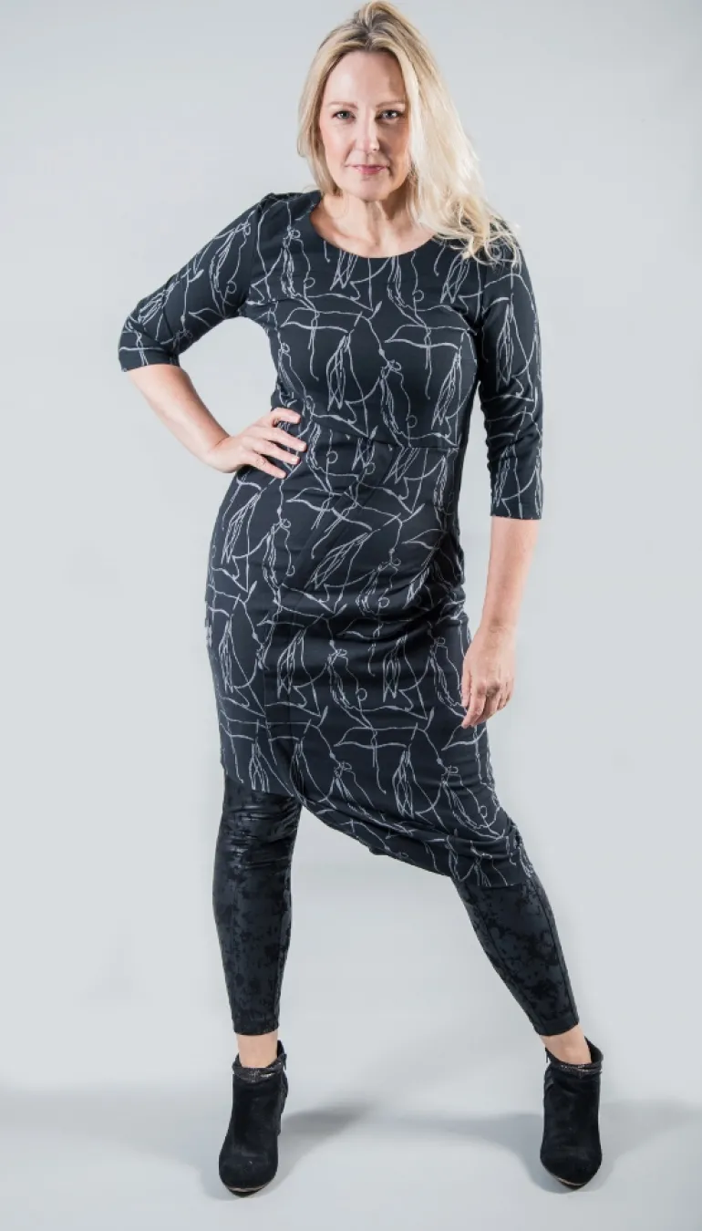 Elsewhere Scribble Asymmetric Dress