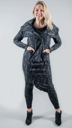 Elsewhere Scribble Asymmetric Dress