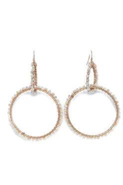 ENVY BEADED HOOP EARRINGS GOLD