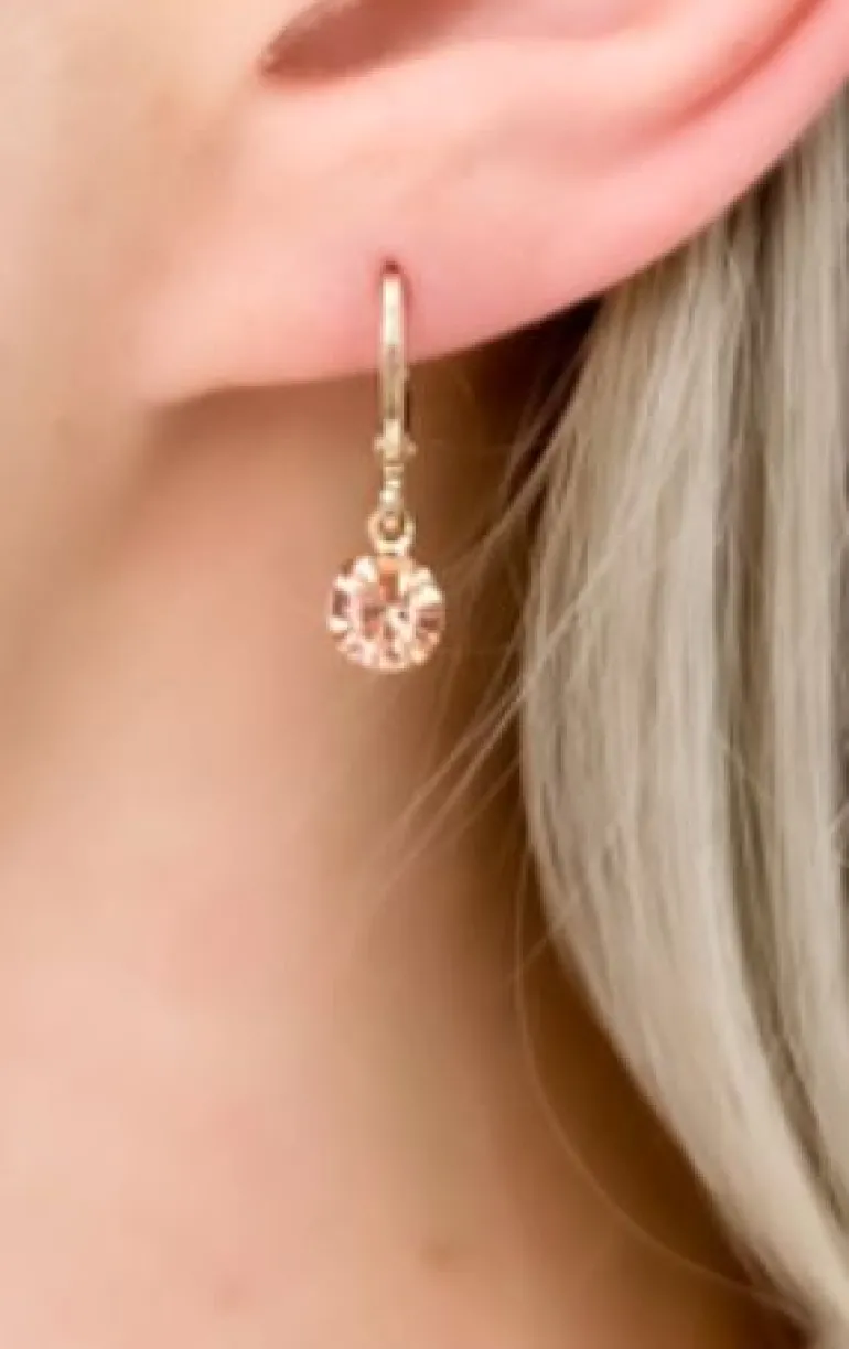 Envy Peach Crystal Dropper Earrings