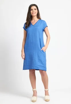 Foil Fringe Benefits Dress Blue