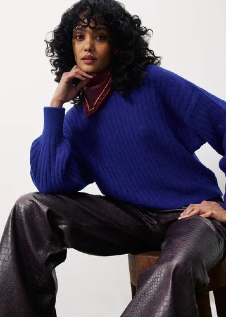Frnch Ribbed Sweater Electric Blue