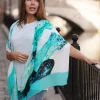 From My Mother's Garden Aqua Leaf Bamboo Scarf