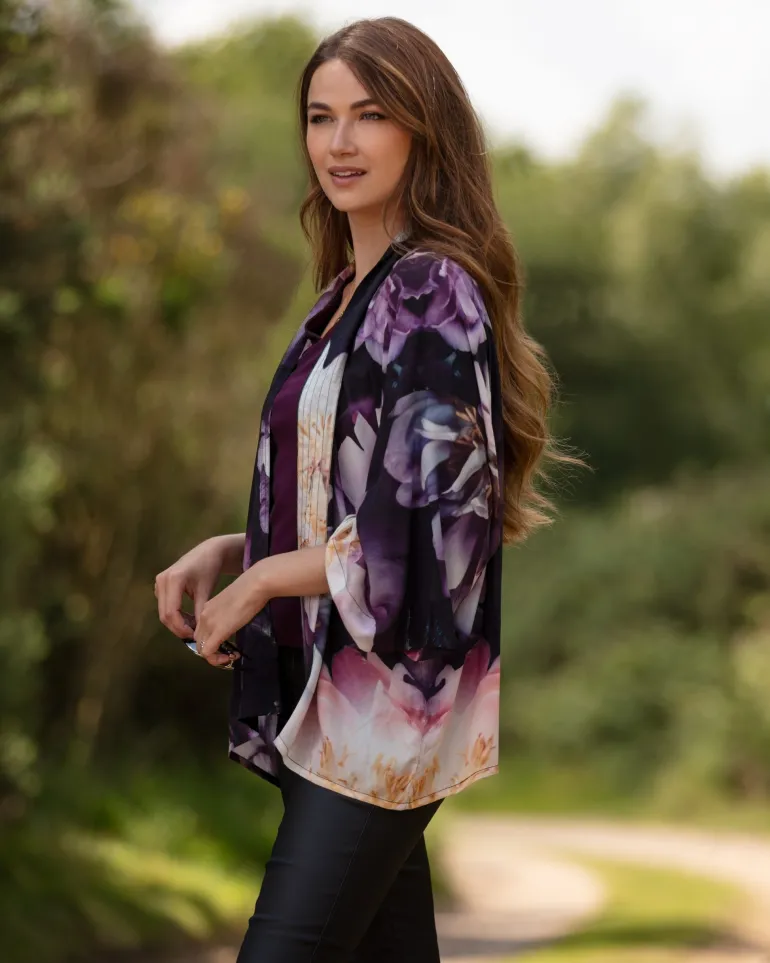 From My Mother's Garden Dreamy Peonies Short Kimono