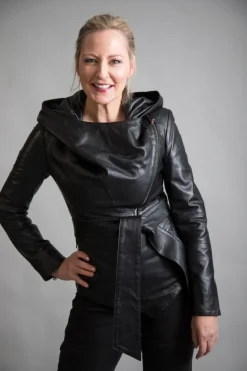 FROM MY MOTHER'S GARDEN HOODED LEATHER JACKET BLACK