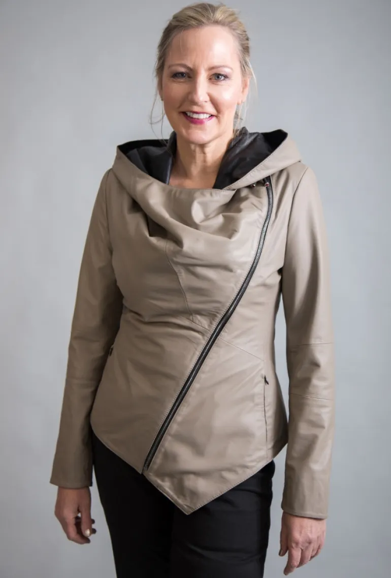 FROM MY MOTHER'S GARDEN HOODED LEATHER JACKET MUSHROOM