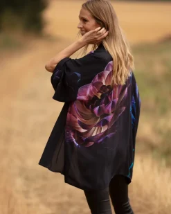 From My Mother’s Garden Mid Length Georgette Kimono Deep as Dahlias