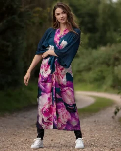 From My Mother's Garden Pink Peonies Long Robe SM