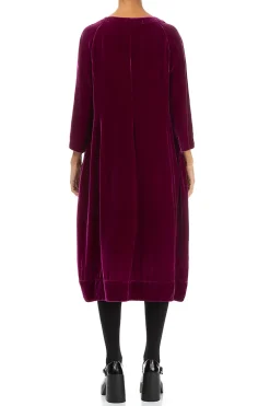 Grizas Balloon Silk Velvet Dress Royal Fuchsia