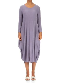 Grizas Crinkle Drape Dress Lavender