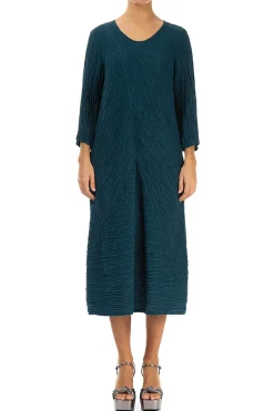 Grizas Crinkled Dress Dark Teal