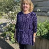 Grizas Floral Velvet Blouse Blue Violet
