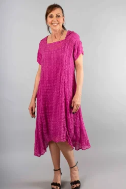 Grizas Silk Crinkle Dress Orchid