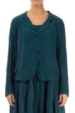 Grizas Silk Linen Jacket Dark Teal