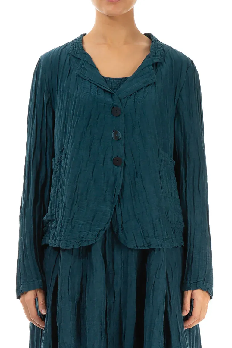Grizas Silk Linen Jacket Dark Teal