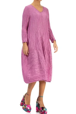 Grizas Silk Linen V-Neck Dress Wild Berry