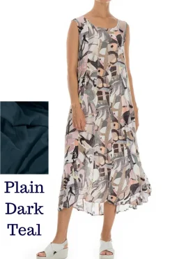 Grizas Sleeveless Silk Viscose Dress Dark Teal