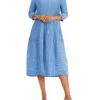 Grizas V Neck Crinkle Dress Cornflower