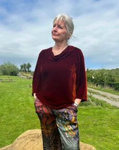 Grizas Velvet Silk Blouse Burnt Orange