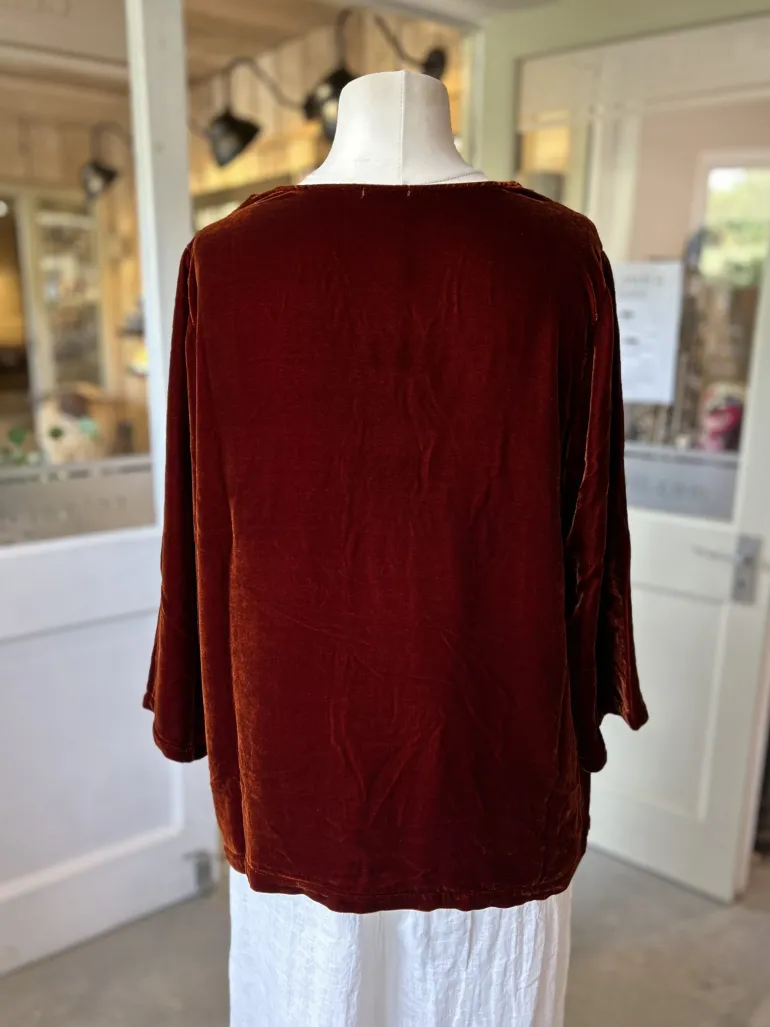Grizas Velvet Silk Blouse Burnt Orange
