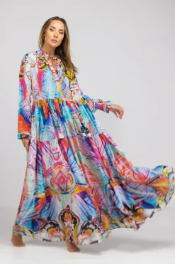 Inoa Placket Maxi Silk Dress Canberra