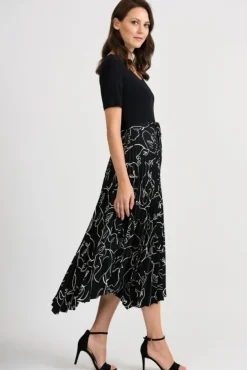 JOSEPH RIBKOFF PLEATED DRESS BLACK