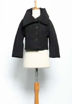 Luukaa Cropped Puffer Jacket Black and Grey