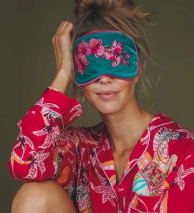 Luxury Lavender Velvet Eye Mask Spring Orchid