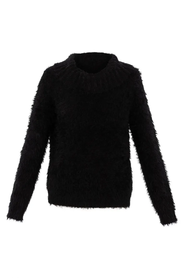 Marble Chunky Rib Sweater Black