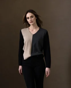 Marble Colour Block Sweater Oatmeal